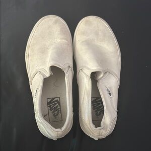 Vans White Platform Slip-On Shoes